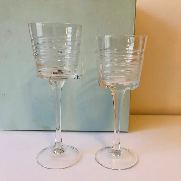 PartyLite Clear Lined Stemmed Trio P90597 in Original Box - Picture 2 of 4